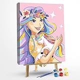 Malen Nach Zahlen Erwachsene,Malen Nach Zahlen Kits Kinder,DIY Handgemalt Ölgemälde Kits auf Leinwand Geschenk für Frauen Mama Tochter Anfänger Geschenk ,Paint by Numbers -Rahmenlos-40x50 cm(Einhorn)