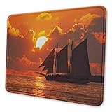 Segelboot Custom Mouse Pad Ein Boot Segeln vor einem Sonnenuntergang in Key West Mouse Pad für Frauen Pretty Florida Sundown Tropical Orange Dark Orang