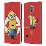 Head Case Designs Offizielle Zugelassen Despicable Me Kevin Minions Leder Brieftaschen Handyhülle Hülle Huelle kompatibel mit Samsung Galaxy S5 / S5 N