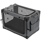 Hundetransportbox Hundetasche Faltbare Transportbox Tragbare Auto Hundebox Haustierkiste aus Eisen und Oxford-Stoff Haustiertragetasche Reisehundekäfig für Auto Drinnen und Draußen (83x59x59cm)