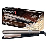 Remington Glätteisen Keratin (hochwertige Keratin-Keramikbeschichtung mit Mandelöl angereichert) LCD-Display, 10 Temperatureinstellungen 150-230°C, Haarglätter S8540