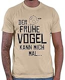 HARIZ Herren T-Shirt Der Frühe Vogel Kann Mich Mal Männer Sprüche Plus Geschenkkarten Beige XXL