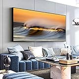 Nordic Modern Blue Sky White Clouds Sea Beach Waves Landschaft Dämmerung Poster Leinwand Malerei Wandkunst Bilder Dekoration 30x60cm R