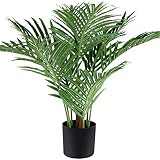Fopamtri Kunstpflanzen Groß Areca Kunstpalme im Topf Künstliche Pflanze Tropical Hawaii Grün Fake Plant für Schlafzimmer Büro Garten Hochzeit Party Deco(1 Pack) (0.6)