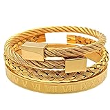 3 Teile/Satz Edelstahl Armband Hip Hop Männer Schmuck Römische Zahl Charme Gold Farbe Schmuck Für Männer Pulseira Bileklik