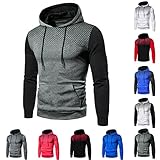 Mymyguoe Herren Hoodie Pullover Kapuze Kängurutaschen Regular Fit Einfarbig Sweatshirt Kapuzenpullover Baumwolle Grau Grün Blau Rot Braun Schw