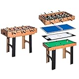 HOMCOM 4 in 1 Multi Spieltisch Tischkicker Tischfussball Kicker Hockey Billard Tischtennis, MDF, 87x43x73