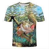 XKYDYF Herren T-Shirts 3D Druck Neue Angeln T-Shirt Stil Casual Digital Fish 3D Print T-Shirt Männer Frauen T-Shirt Sommer Kurzarm Oansatz Tops Tees S-5Xl XXXXL