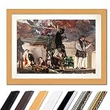 Bild mit Rahmen - Adolph von Menzel Kronprinz Friedrich besucht den Maler Pesne 40x30 cm ca. A3 - Gerahmter Kunstdruck inkl. Galerie Passepartout Alte Meister - Rahmen b