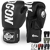 MADGON Boxhandschuhe aus bestem Material für Lange Haltbarkeit - Männer und Frauen Kickboxhandschuhe für Kampfsport, MMA, Sparring, Muay Thai und Boxen 10 12 14 16 oz inkl B