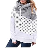 Damen Hoodies Lepord Color Blocking Langarm Sweatshirts Mode Kapuzenpullover Pullover Tops S