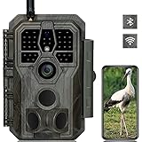 GardePro E8 Wildkamera WLAN Bluetooth Antenne 32MP H.264 1296P mit 27M 120 ° Infrarot Nachtsicht Bewegungsmelder Wildtierkamera WiFi Handyübertragung, 0,1S Schnelle Trigger, IP66 W