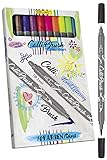 Online 19051 Calli.Brush 10er Set Handlettering Brush-Pen, Pinsel-Stifte Set, Kalligraphie-Set, Pens mit Calligraphie-Spitze und Pinsel-Spitze für Bullet Journaling, Wasserfarben, Geschenkbox