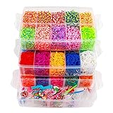 ONECK Bänder Kit mit 15000 Bands in 3 Schichten Aufbewahrungsbox mit Webrahmen und Haken Loombänder Luxuriös Loombänder Kasten Set für Armb