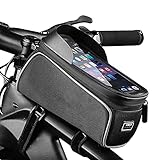 Fahrradtasche, wasserdichte Reitbeutel, Vordere Strahlbeutel Mountainbike Handy Touchscreen Tube Bag Outdoor Reitausrüstung,Schw