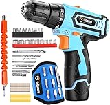 Kabelloser Akku Schlagschrauber, 12V GoGonova wiederaufladbare Bohrmaschine mit 80 tlg. Zubehör, magnetischem Armband, 22+1 Drehmoment, eingebautem LED Licht, geeignet für Bohren/Schraub