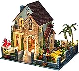 DZXCB Wohnaccessoires DIY Miniaturhaus Set Puppenhaus Liebe Wohnung Villa Gebäude Modell 3D Holz Kinder Puppenhaus Geburtstagsgeschenk