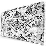 Nettes Mauspad ，Maurer und mysteriöse Symbole,Rechteckiges rutschfestes Gummi-Mauspad für den Desktop, Gamer-Schreibtischmatte, 15,8 'x 29,5'