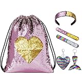 Wodasi Turnbeutel Pailletten, Mermaid Pailletten Kordelzug Rucksack Glitzernde Outdoor Schultertasche Wende Pailletten, Rucksack Mermaid Pailletten Drawstring Rucksack Turnbeutel, 6