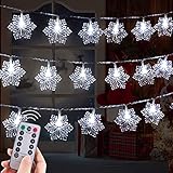 Schneeflocke Lichter, 13.5FT 40 LED Lichterkette mit 8 Lichtmodi für Hochzeit, Weihnachten, Geburtstag, Party, Heimdekoration, Weiß