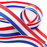 TRIXES Rolle dekoratives 45m x 10mm Nylon Band Französische Trikolore Rot Weiß Blau für den Tag zum Sturm auf die Bastille, für Kunst Handwerk und andere Nationale Feierlichkeiten patriotisches B