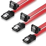 deleyCON 3x 50cm SATA III Kabel S-ATA 3 Datenkabel 6 GBit/s Verbindungskabel Anschlusskabel für HDD SSD - Metall-Clip - 1x Gerade 1x 90° L-Type Stecker - R