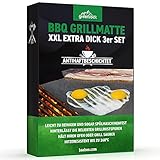 GREENROCK BBQ Grillmatte für Gasgrill und Holzkohlegrill 50x40 cm (1 Packung je 3 Stück) – auch als Dauerbackfolie im Backofen verwendb