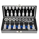 Haskyy Professional 16tlg. Schrauber Bit Set Torx I Nusssatz Bit Stecknüsse I T30-T70 55mm lang I E10-E20 39mm lang, B