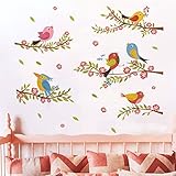 Netter Vogel Zweig Wandaufkleber Kinderzimmer Schlafzimmer Dekoration Cartoon Tier Wandbild Kunst DIYPVC Wandtattoo 25*70*2