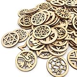 unknows 100 STK. / Set Naturholzscheiben-Set Aushöhlen vorgebohrte Holzscheiben für DIY Bauernhaus-Innendekorationen 1 38 in unfertigen verschiedenen Formen Naturholzscheiben zum B