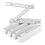 Mitening Gliedermaßstab, Zollstock, 1 Meter Mini-Zollstock aus Kunststoff mit 10 Glieder, Metrische Skala, für Alle Heimwerker, Haus, Hobby & Werkstatt (5 Stück - 1m Weiß)
