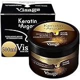 VISAGE Haarmaske Argan oil & Keratin | Haarkur strapaziertes und trockenes Haare | Hair Mask für gefärbte Haare Pflege & Haarglättung | Feuchtigkeitsspendend, Tierversuchsfrei, Premium Treatment 500