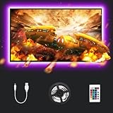 LE LED TV Hintergrundbeleuchtung, 2M RGB LED Fernseher Beleuchtung for 35~65 Zoll HDTV PC Monitor, Upgrade RF Fernbedienung, Dimmbar Farbauswahlen und Helligkeit 4x50 cm LED Strip USB (RGB, 2m)