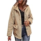 EMATOP Winter Mantel Damen Jacke Kurz Fleecejacke Lässiges Mode Plüschmantel Stehkragen Winterjacke Tasten Cardigan Einfarbig Elegant Langarm Outwear Herbst Winter Übergangsjacke mit T