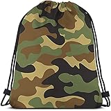 Camouflage-Muster Kordelzugbeutel Rucksack Tasche Grüne Augenbrauen Schwarz Olive Military Classic Camo Woodland Army Sport Gym Sack Kordelzugbeutel String Bag Yogatasche Für Männer Frauen Jungen M