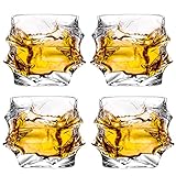 GLASKEY Whisky Gläser, 310ml Bleifrei Kristall Tumbler 4er Set, Whiskey Glas für Cocktail Rum Wodka Scotch Gin Cognac Wasser Spü
