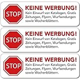 Keine Werbung Aufkleber 10 STK in weiss - Schild – Folie - Sticker (STOP Bitte keine Kostenlose Zeitung, Reklame, Flyer, Handzettel, Wurfsendungen, Werbung einwerfen, etc.) für den Briefk