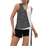Damen Tshirt Kurzarm Oberteile Sommer überlappen Zweifarbige Gepunktete Krawattenweste Casual Basic Shirts Mode V-Ausschnitt Loose Elegant Blusen T-Shirt Tops Teenager Mädchen Frauen Hemd B