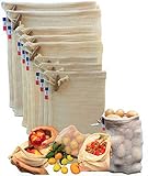 Jecovert by Amazonazon Wiederverwendbare Tasche aus Bio-Baumwolle für Obst, Gemüse, Netz, ökologisch und biologisch, für Lebensmittel, Lebensmittel, Salat, Null, Produkte aus Frankreich, 9 Stück