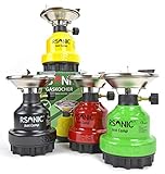 RSonic Gaskocher Campingkocher Stechkartuschenkocher Outdoor Kocher Butangaskocher Color Edition (Schwarz, mit 2 Kartuschen)