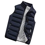 CCOOfhhc Übergangsweste Stehkragen Herren Daunen Weste Outdoor wasserdichte Softshell Ärmellose Jacke Steppweste Übergangsweste Bodywarmer Daunenwest Reißverschluss Winterjacke Herrenweste L