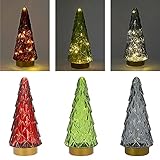 LED Leuchte Tannenbaum 3er Set | H 24cm 3 Farben Glaslampe 10 LEDs | Weihnachtsdeko Stimmung