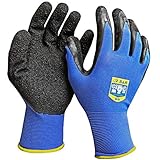 S&R Schutzhandschuhe, 12 Paar aus Nylonfaser mit Latexbeschichtung, Gr. M/8, geeignet für den privaten und gewerblichen Geb