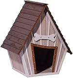 dobar 55012 Hundehütte ,XL Outdoor Hundehaus für große Hunde , Platz für ein Hundebett , Hundehöhle mit Spitzdach , 90x77x109 cm , 14kg Holzhütte , entfernbarer Boden | Farbe: braun/g