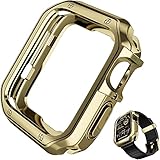BOAIYI Für Apple Watch Bumper Case 38-44mm,Schöne Schutzhülle Kombination mit Edelstahl & Silikonband,Leichter stoßfester TPU-Schutz für iwatch Series 7/6/5/43/2/SE (Color : Gold, Size : 42-44mm)