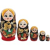 Tomaibaby 5 Stücke Holz Matroschka Puppen Figuren Valentinstag Deko Objekt Matrjoschka Dekofigur Matryoshka Russische Holzfiguren Spielzeug Silvester Tischdeko für Hochzeit Geschenk