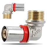 DIAMOND® Pressfitting Winkel 90° Grad PEX Bogen 16 mm x 1/2 Zoll Aussengewinde für Aluverbundrohr Verbundrohr Mit Dichtungsringe Oring | Heizungs- Sanitär- Trinkwasserinstallation | 10 B