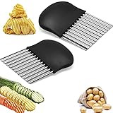 Dream HorseX 2-teiliges Set Wellenmesser|Wellenmesser aus Edelstahl|Kartoffelmesser|Scharf und leicht zu schneiden, geeignet für Kartoffelroste, Gurkenscheiben, Eier, spü