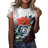 Dasongff Damen T-Shirt Mädchen Teenager Sommer, T Shirt Weiß Damen Loose Baumwolle Crop Tops Elektrokardiogramm Graphic Kurzarm T-Shirt Tees Bluse Lässiges Joker Crop Top Ob