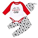 Alliwa Baby Valentinstag Baby, Baby Strampler Lustig Mit Sprüch - Mein erster Valentinstag, 3-teiliges Set Baby Body Mädchen Sprüche Outfit für Jungen und M